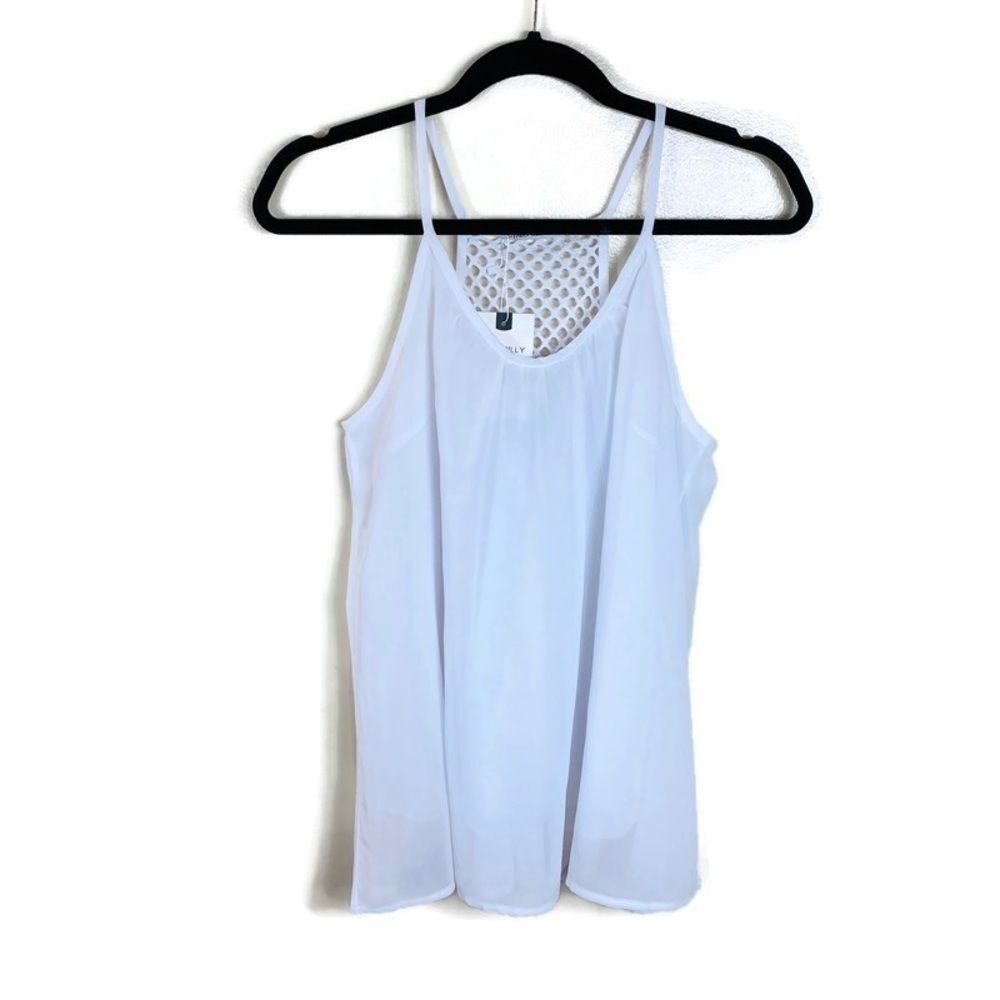 Pink Milly Crochet Back Tank Blouse Sz S